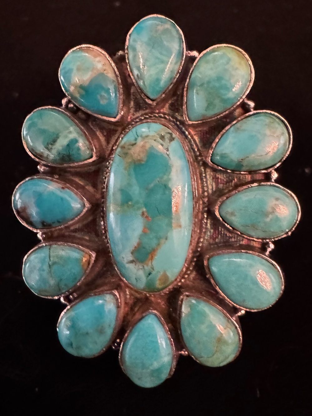 Sterling Silver Women's statement Ring beautiful blue moon turquoise NWT size 8